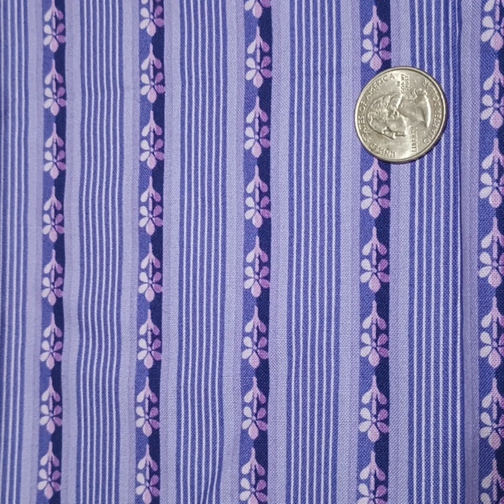 2/$15 .38yd Emma's Garden MAS9174-V Maywood Studio Purple Floral Stripe